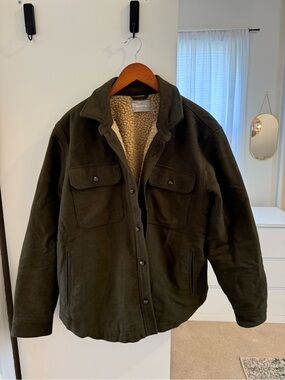Everlane Olive Green Sherpa-Lined Field Jacket